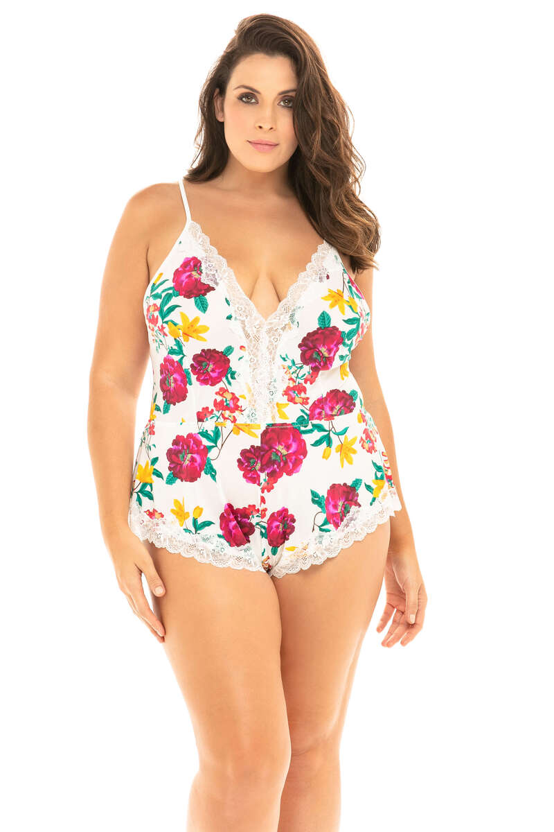 Reina Plus Size Floral Print Romper