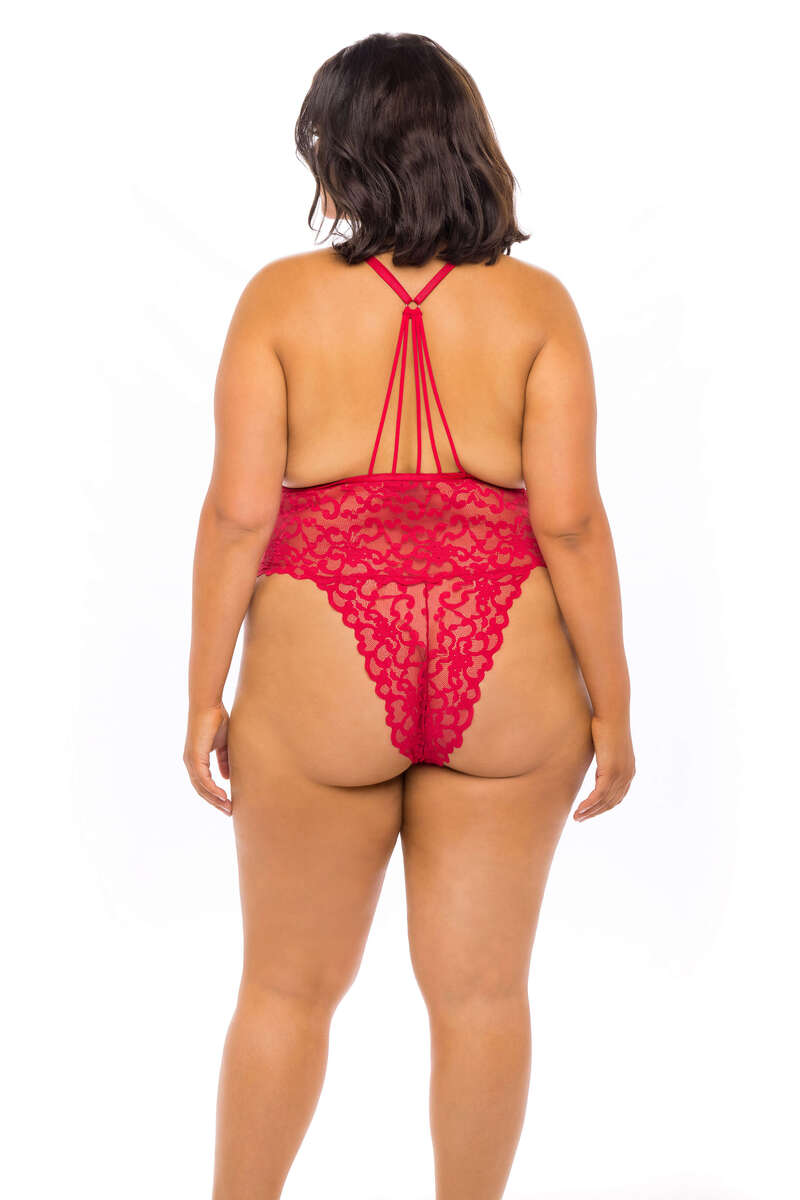 Plus Size Jeanna High Leg Galloon Lace Teddy