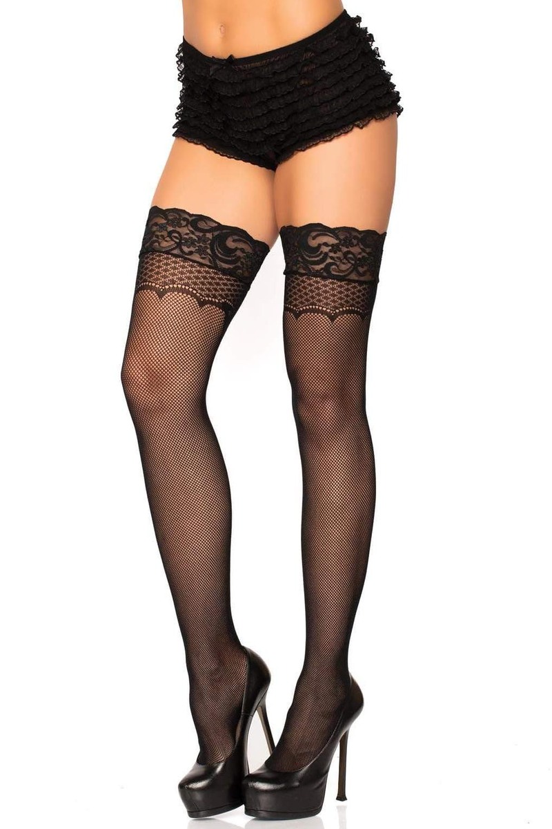 Bow Backseam Fishnet Thigh Highs