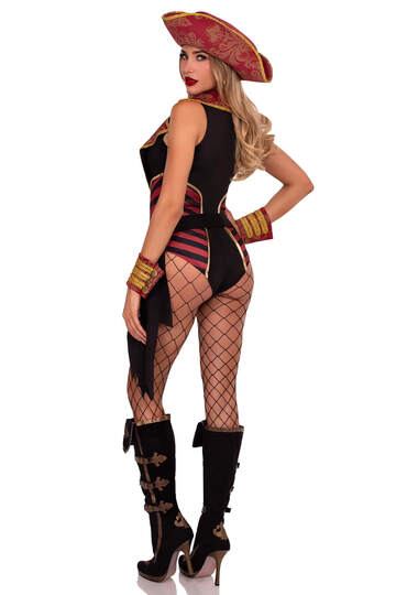 Sultry Swashbuckler Pirate Costume Red Black Back