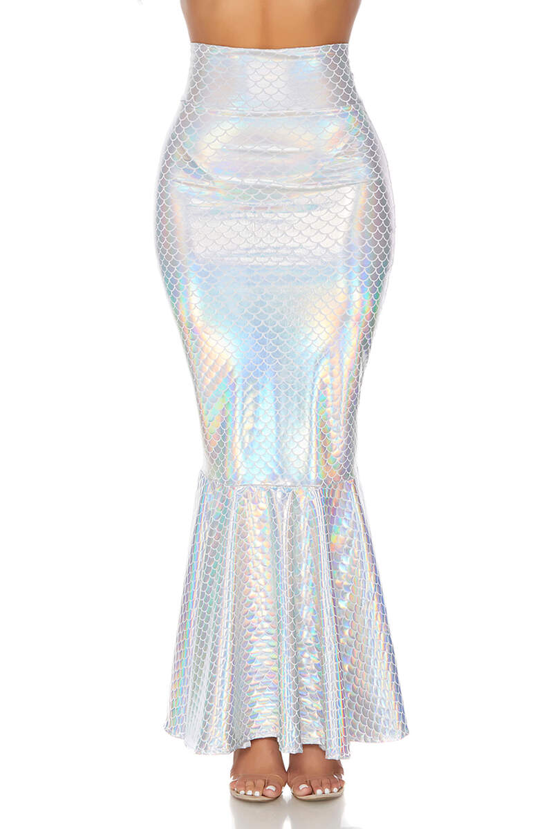 Hologram Mermaid Skirt With Wide Band Hologram Mermaid Skirt With Wide Band