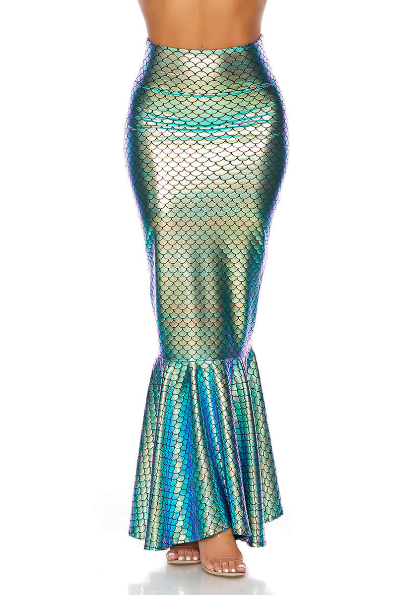 Hologram Mermaid Skirt With Wide Band Hologram Mermaid Skirt With Wide Band
