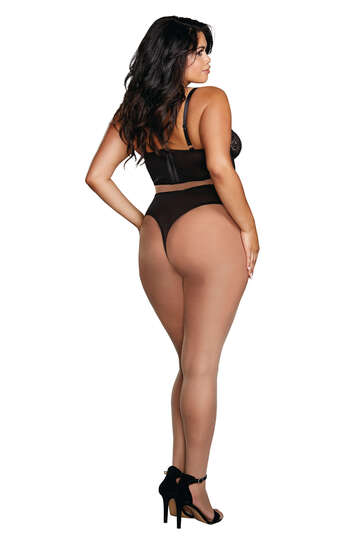 Plus Size Galloon Lace Bustier & Panty Set