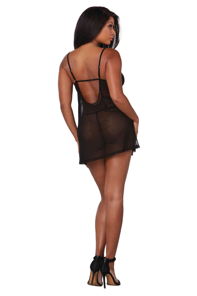 Stretch Mesh Chemise & Robe Set