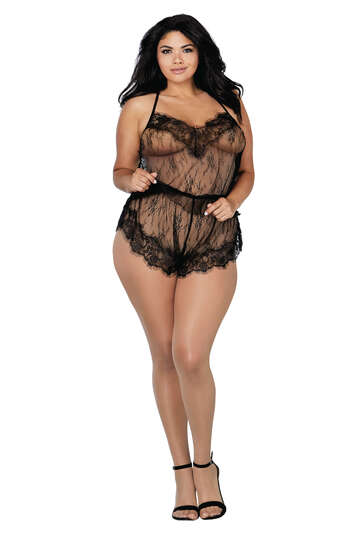 Plus Size Delicate Floral Lace Camisole Set