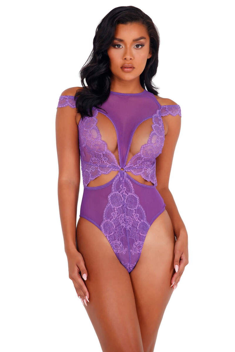 Deep Desires Lace & Mesh Cutout Teddy
