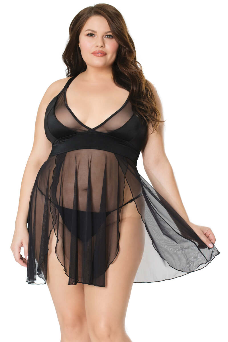 Plus Size Sheer Flirt Babydoll Plus Size Sheer Flirt Babydoll