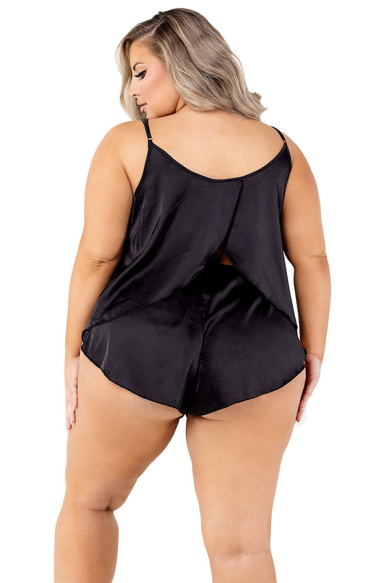 Plus Size Soft Satin Top & Short Set