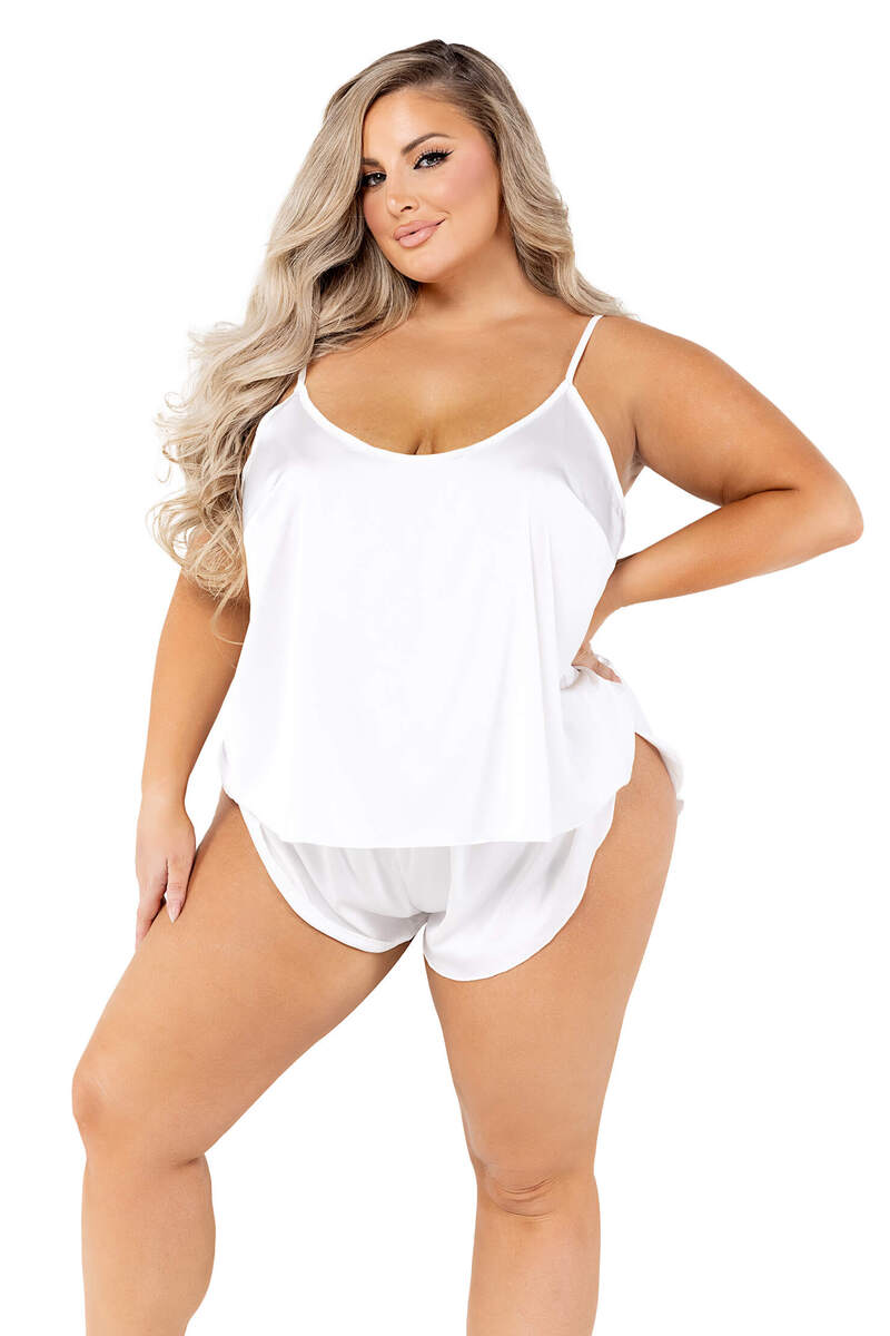 Plus Size Soft Satin Top & Short Set