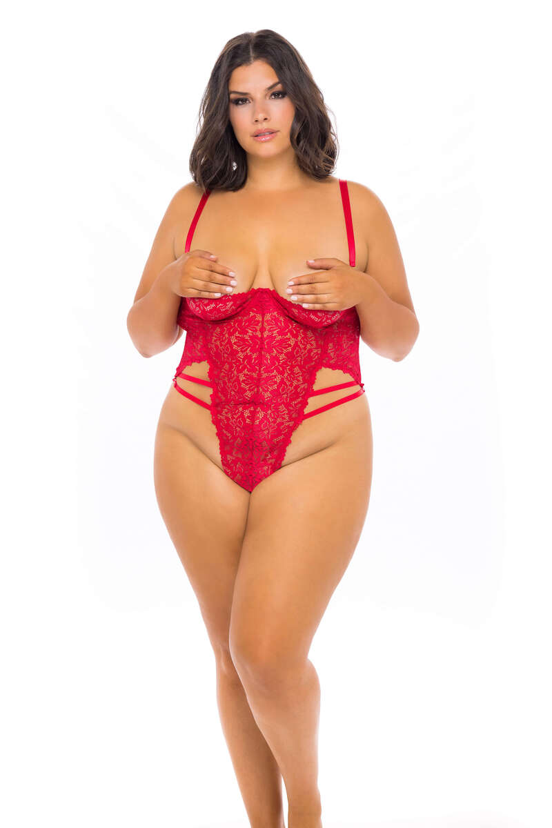 Plus Size Blake Open Cup G-String Teddy Plus Size Blake Open Cup G-String Teddy