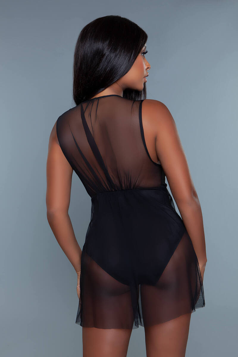 Amira Babydoll Black Front Back Amira Babydoll Black Front Back