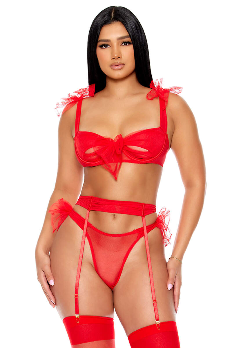 Unwrap Me Mesh Bow Lingerie Set