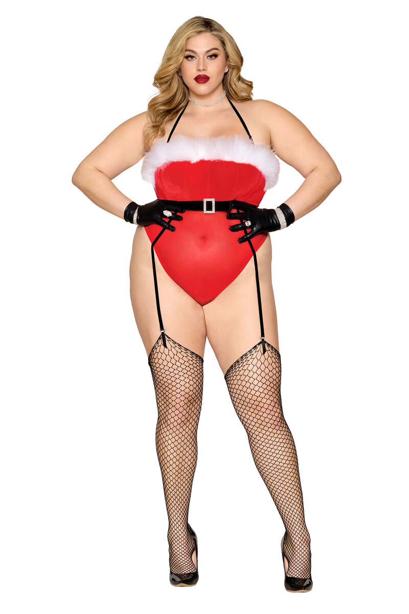 Plus Size Velvet Santa Garter Teddy Plus Size Velvet Santa Garter Teddy