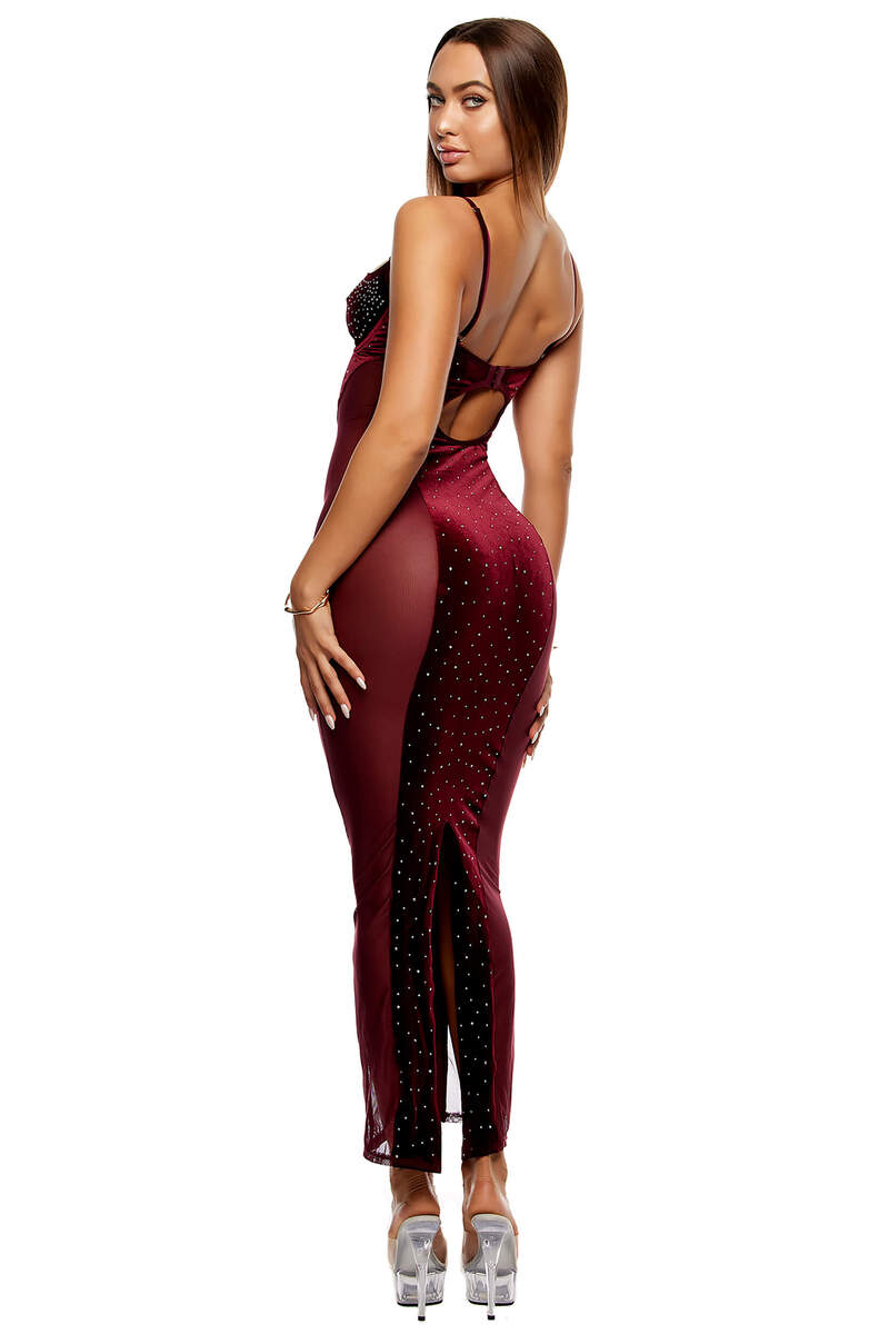 Caught Your Eye Velvet Rhinestone Satin Nightgown