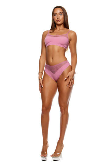 Take It Easy Lingerie Set Mauve Side