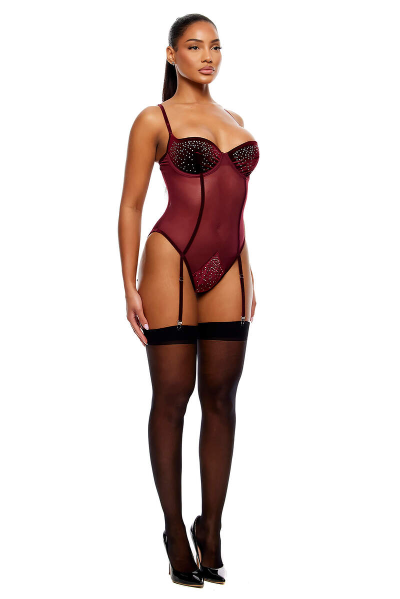 Caught Your Eye Velvet Rhinestone Teddy