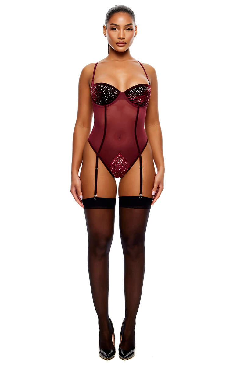 Caught Your Eye Velvet Rhinestone Teddy