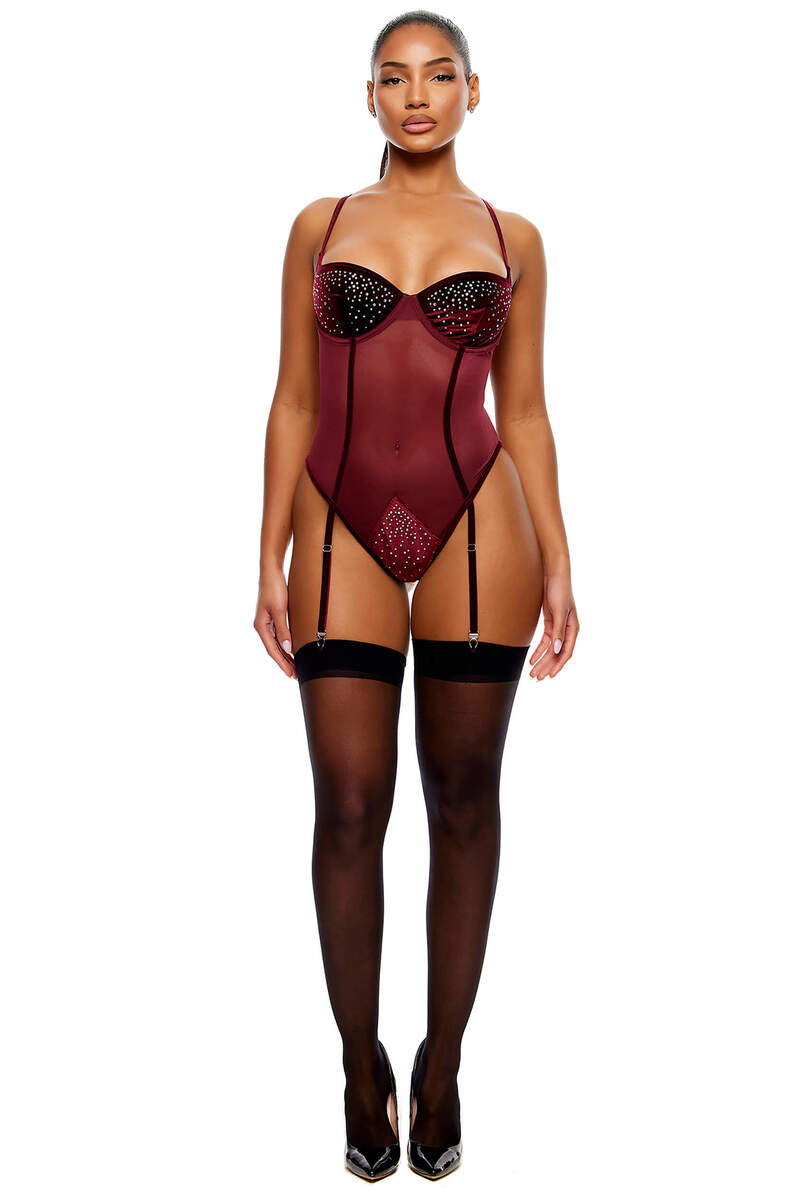 Caught Your Eye Velvet Rhinestone Teddy