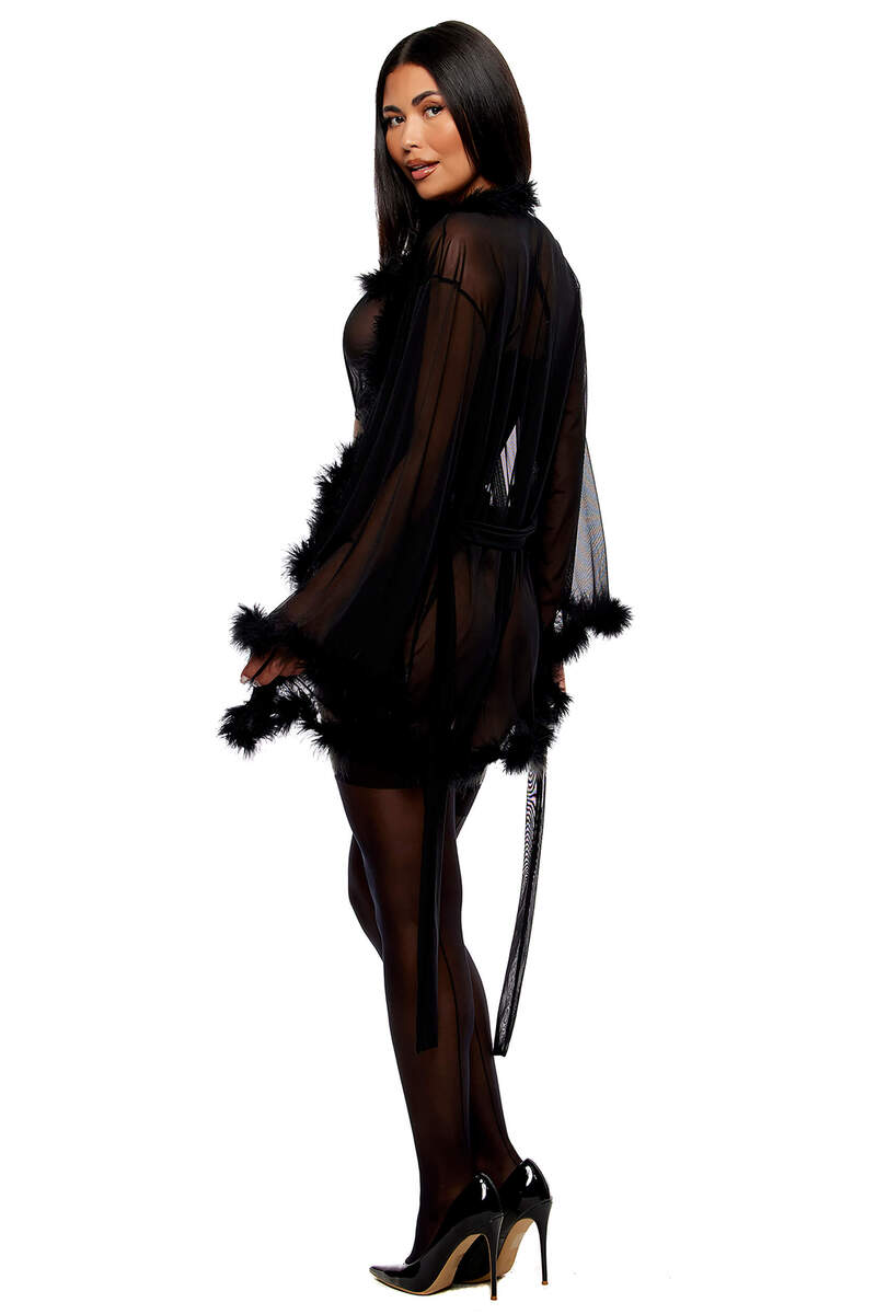 Bare It All Mesh Marabou Robe Bare It All Mesh Marabou Robe