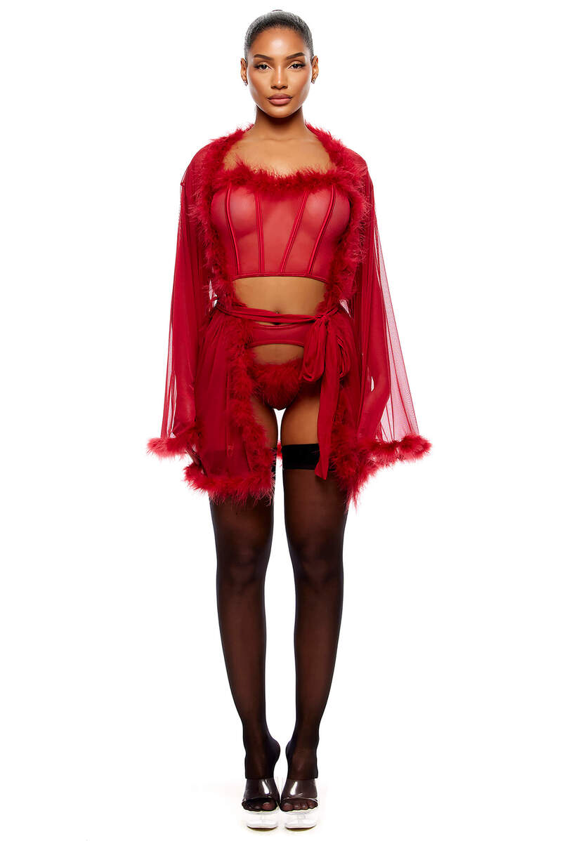 Bare It All Mesh Marabou Robe Bare It All Mesh Marabou Robe
