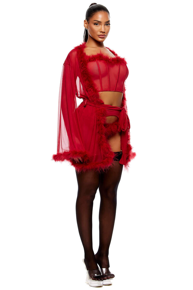 Bare It All Mesh Marabou Robe Bare It All Mesh Marabou Robe