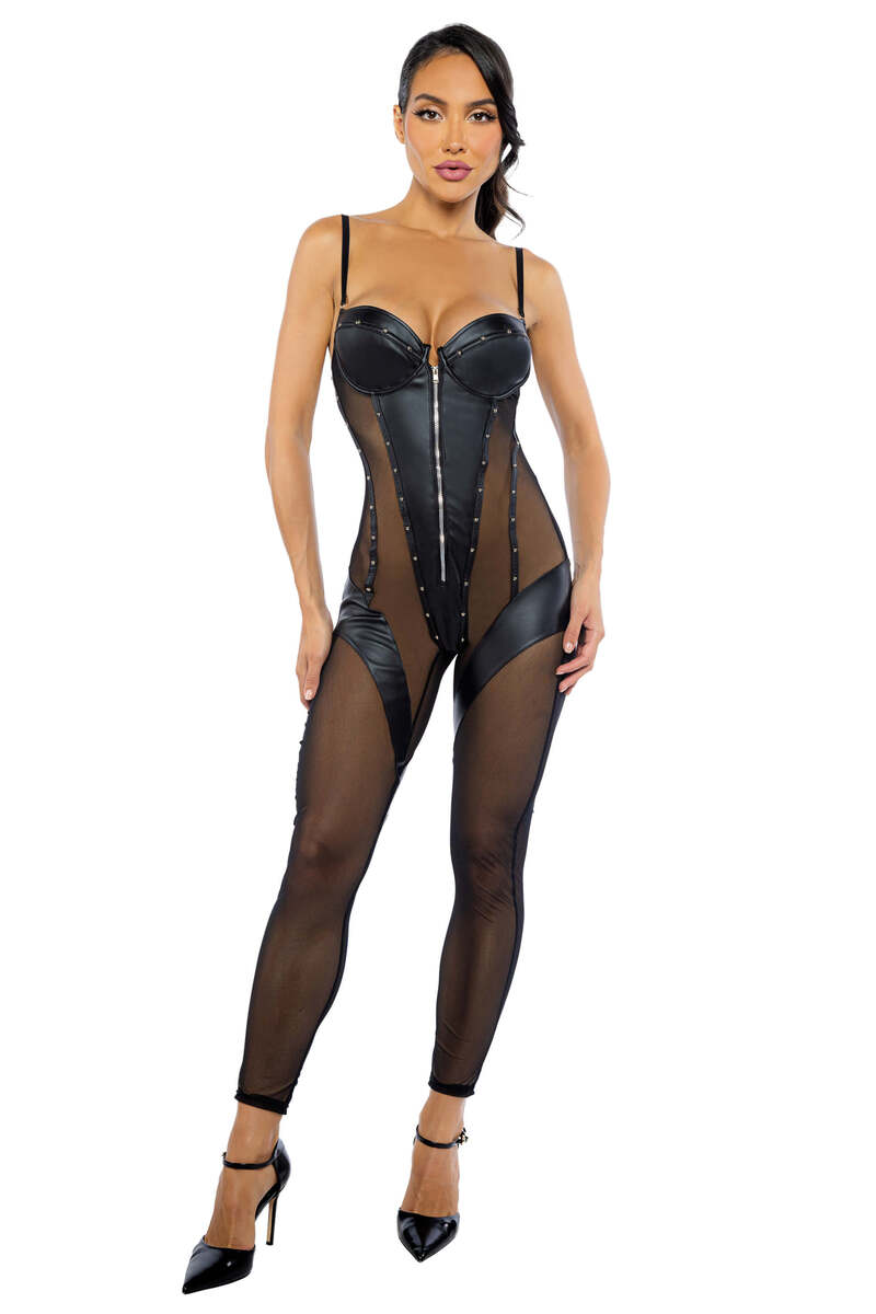 Lust & Leather Catsuit Black Front