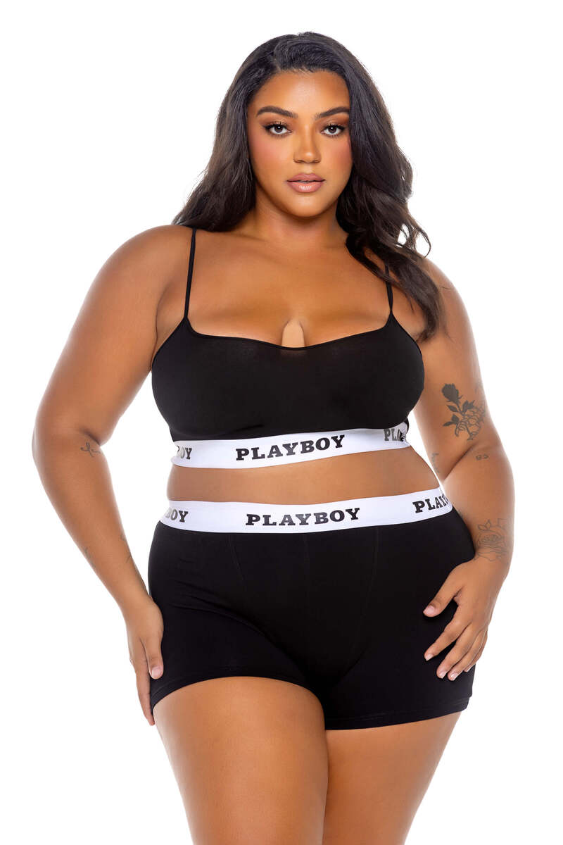 Plus Size Playboy Bunny Sport Lounge Bralette & Shorts Set Plus Size Playboy Bunny Sport Lounge Bralette & Shorts Set