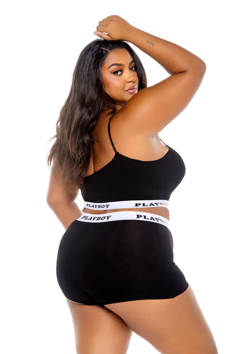 Plus Size Playboy Bunny Sport Lounge Bralette & Shorts Set Plus Size Playboy Bunny Sport Lounge Bralette & Shorts Set