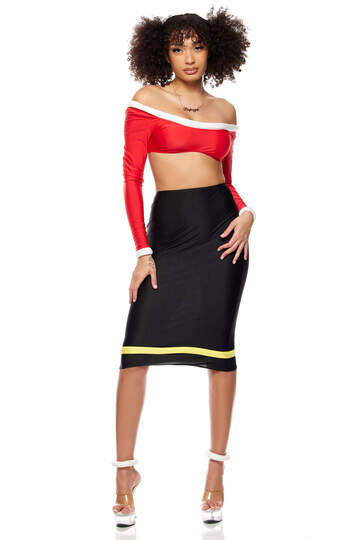 Sailor's Girl Cartoon Character Costume Red/Black Front Alternate Two