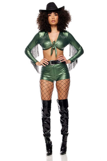 Yee Haw Cowgirl Costume Green Front