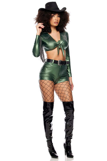 Yee Haw Cowgirl Costume Green Side
