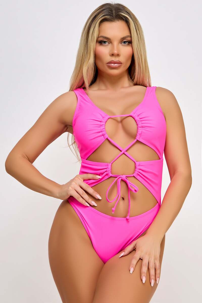 Valery Swimsuit Hot Pink Front