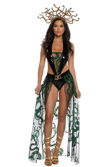 Mesmerizing Medusa Costume Black Green Front
