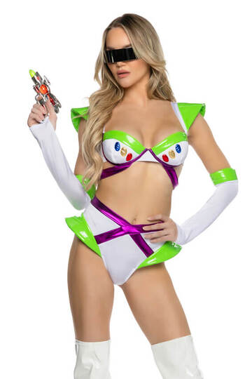Lightyear Vixen Costume White Green Front Closeup