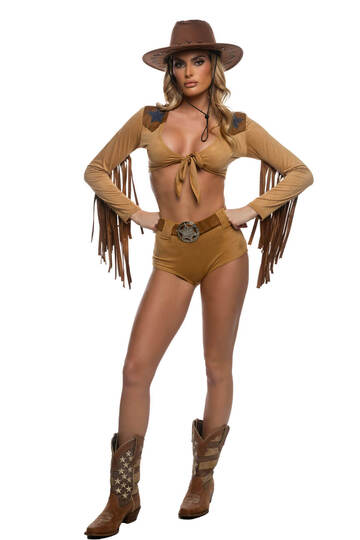 Seductive Sheriff Showdown Costume Tan Front