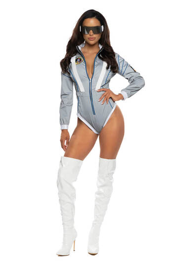 Alluring Astronaut Costume Silver Front