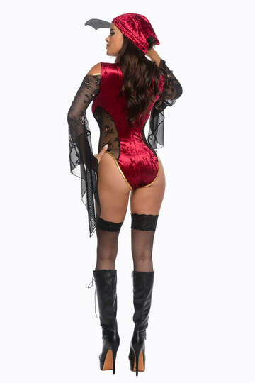 Treasure Chest Tease Costume Black Burgundy Back