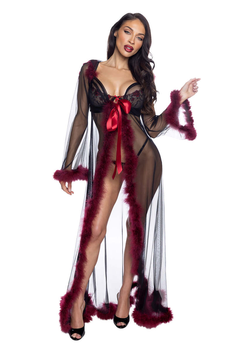 Fantasy Luxe Glam Robe Black Merlot Front