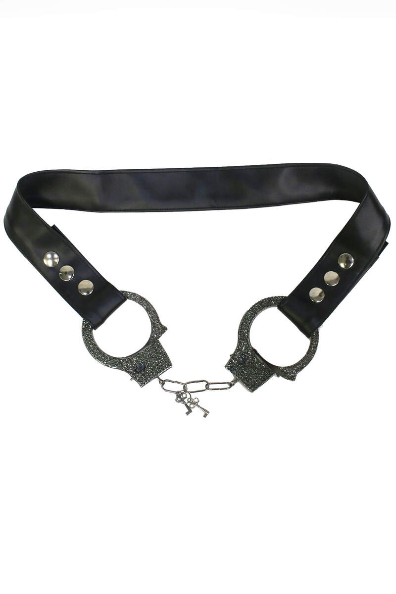 Gunmetal Rhinestone Handcuff Belt
