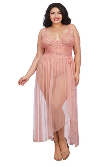 Plus Size Mosaic Stretch Lace Teddy