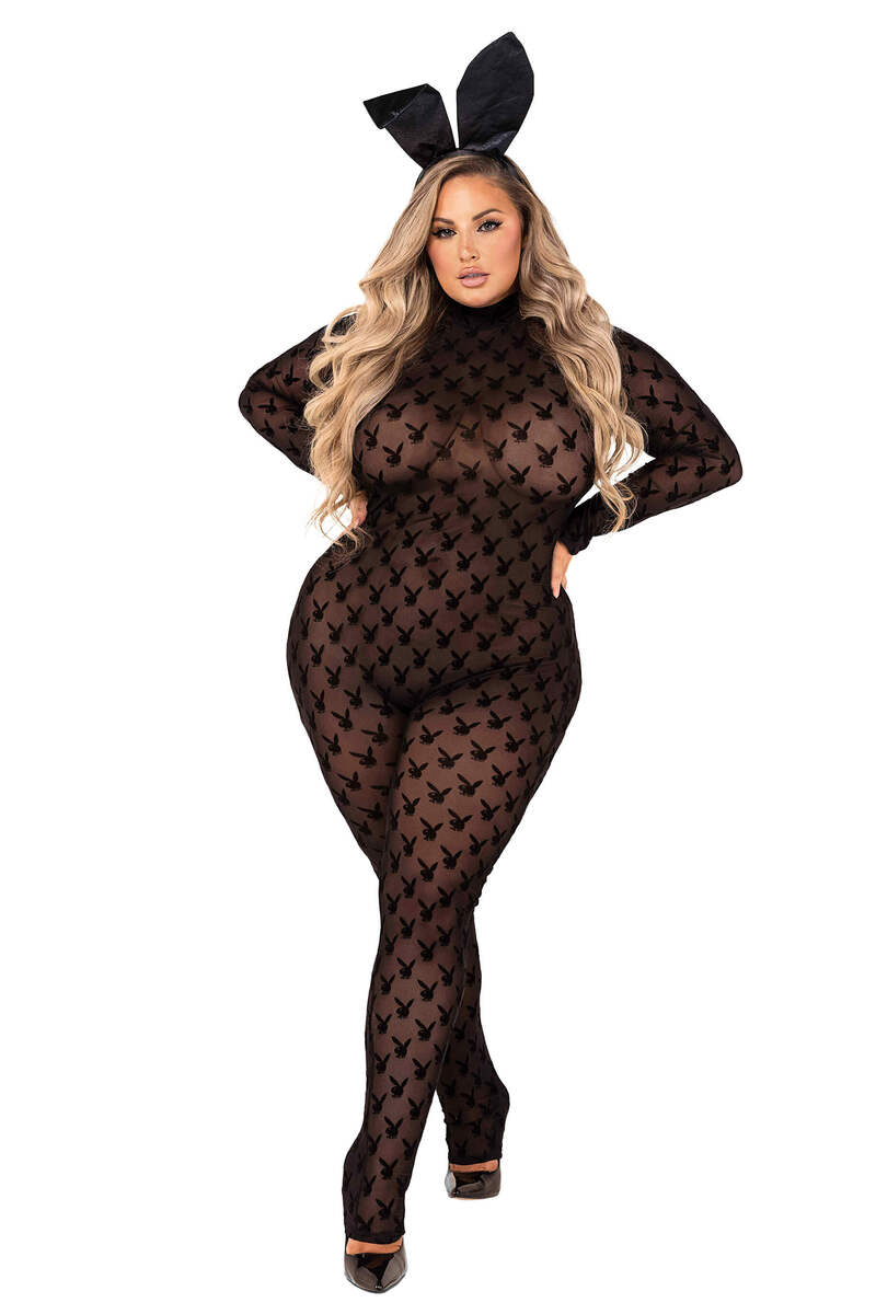 Sheer Playboy Bunny Bodysuit Costume