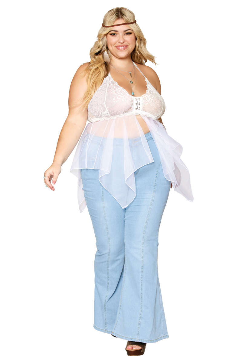 Plus Size Flirty Lace Babydoll & G-string Set